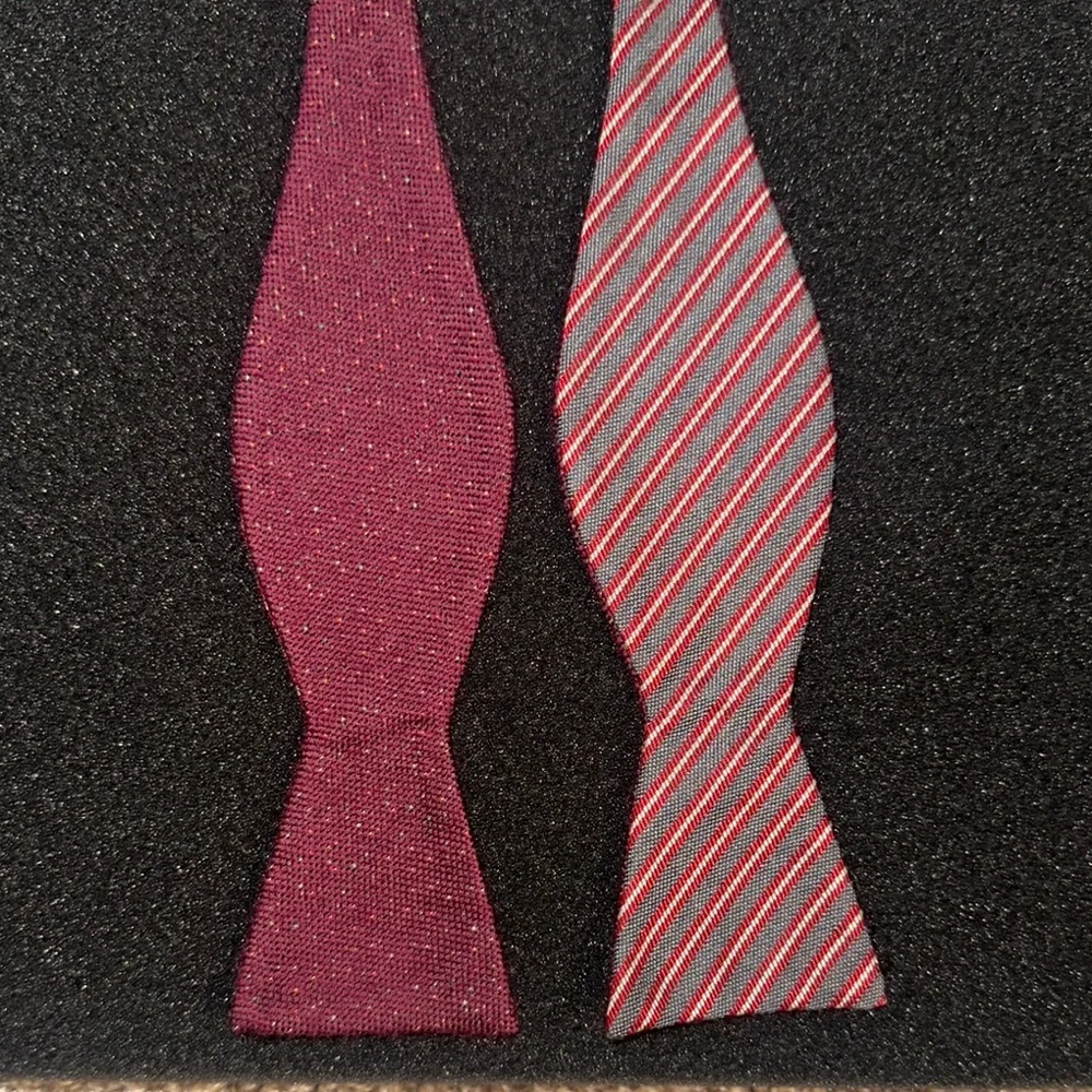 Men's Burgundy and Red Double Sided Self-Tie Bow Ties - Refined Formal Style